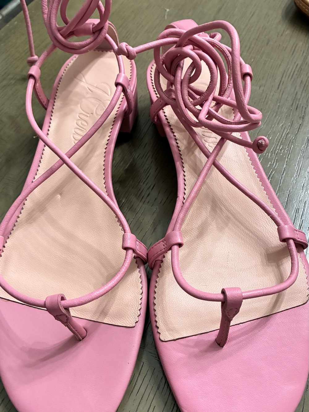 J. Crew Pink Lace-Up Strappy Sandals